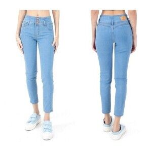 Quarry Core Skinny Ankle Jeans Women 12 Blue Light Wash Push-Up Hi Waisted Chic